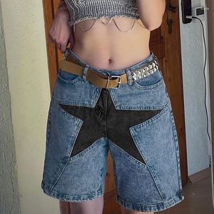 Kvinnors jeans fem spetsiga stjärna sömmar denim shorts kvinnor 2023 mode trend street retro oroliga vackra stiliga avslappnade byxor