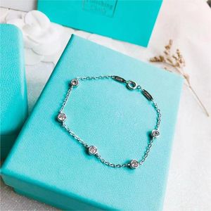 925 Silver Brand Crystal Bubble Charm -armband Luxury Circle Designer Bling Shining Diamond Choker Slim Link Chain Armband Wedding Jewelry Gift