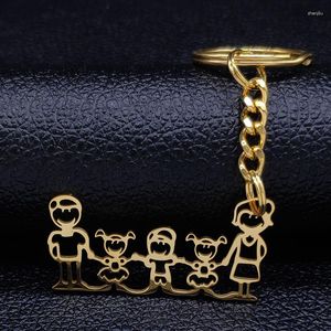 Klasyna Fashion Rodzina Dziewczęta chłopiec w torbie ze stali nierdzewnej dla kobiet złota kolor biżuterii brelokowej Portachiavi K776S01