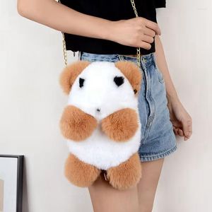 Duffel Bags Cartoon Panda Plush Small Backpack Girls One Shoulder Crossbody Chain Bag Casual Doll Messenger Fashion Handbag