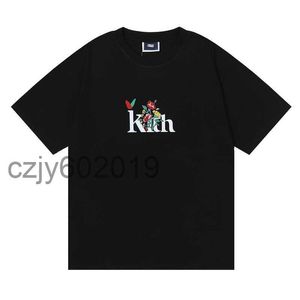 KITH Begonia Floral Serif Tee High quality casual men's and women's versatile short sleeved T-shirt9EMJ