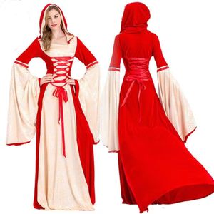 costumi di Halloween Donne abiti costieri costumi abiti medievali veste donne abiti rinascimentale principessa regina costume velvet court cameriera vintage con cappuccio 3xl