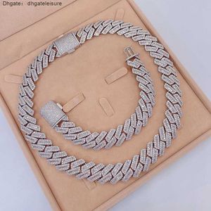 Iced Out Vvs1 Moissanite Diamond Gold Cuban Link Chain Necklace Cuban Chain Gold