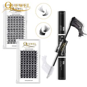 False Eyelashes Quewel 72Pcs Cluster Eyelash DIY Segment Lashes 816mm Lash Bond and Seal Long Lasting Glue Home Makeup 230812