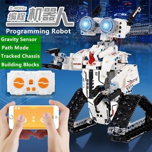 ElectricRC Animals Fernbedienung App -Programmierroboter 24G RC Movable Crawler Typ Gravity Sensor Pfadmodus zusammengebautes Building Block Toy 230812