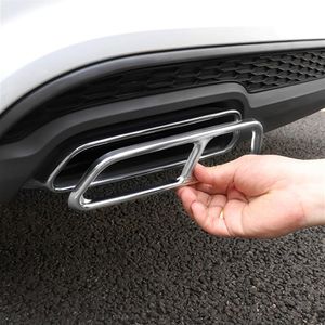 Car Exhaust Tail Pipes Decoration Frame For Audi A6 C7 2016-2018 Stainless Steel Tail Throat Pipe Modified Cover Trim3304