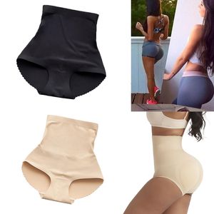 Breast Form Onepiece Seamless Body Shaping Boxer Hips Plus Padded Fake Buttocks Tightening Abdomen Ladies High Waist Panties 230812