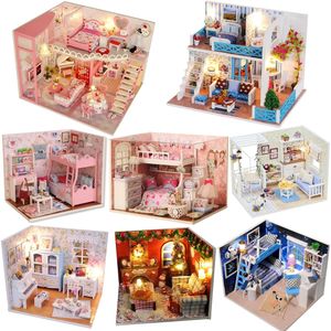 Architecture/DIY House Handmade Diy Wooden Doll House Kit Miniature Furniture Led Light Casa Dollhouse Toys Roombox For Adults Children Birthday Gifts 230812