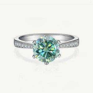 クラスターリングジェムズバレエ925スターリングシルバーグリーンモイサナイト1CT/2CT/3CT女性のためのファッションウェディングブライダルエンゲージメントヴィンテージジュエリー