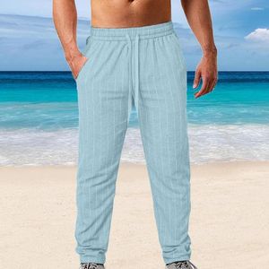 Pantaloni da uomo uomini stampa a strisce verticali lunghe tasche elastiche elastico tasche per la gamba dritta pantaloni casual streetwear