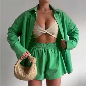 Camicia da pistina da donna da donna con mini pantaloncini di cotone set di camicette di abbigliamento da moda 230812