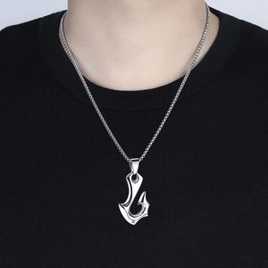 Kedjor trendig fiskkrok hänge halsband herr mode metall rostfritt stål smycken parti tillbehör