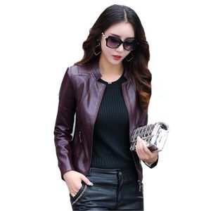 Spring Genuine Leather Jacket Women Real Orange Leather New Outerwear Natural Sheepskin Coat Women's Moto Biker Zipper Jackets