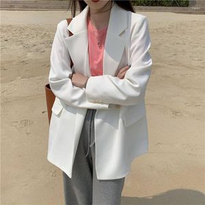 Ternos femininos Blazer branco Mulheres da primavera coreana 2023 Loose Chic Office Outerwear