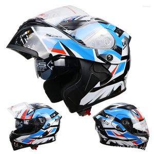 Hełmy motocyklowe Zatwierdzone modułowy hełm pełnej twarzy Dual Visor Casque de Moto Włącz cykl silnikowy Inne akcesoria