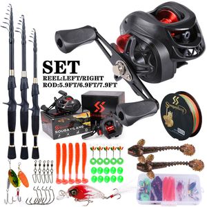 Rod Reel Combo Sougayilang Fishing Rod and Reel Full Kit 1.8-2.4m Telescopic Casting Fishing Ultralight Rod and 7.2 1 Gear Ratio for Freshwater 230812
