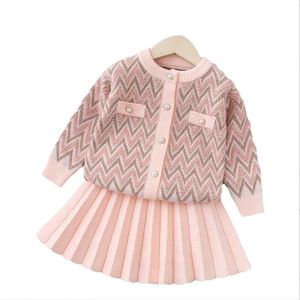 Set di abbigliamento per bambine primaverila autunno per bambini principessa abiti a maglia per bambini due pezzi set da ragazza tuta