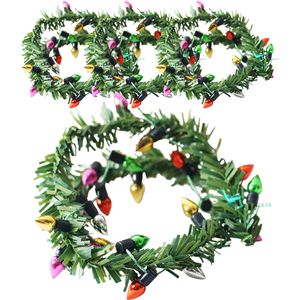 Doll House Accessories 4 PCS Dollhouse Ornament Garland Toys Christmas Tree Furniture Simulated Wreath Light Plastic Pendants 230812