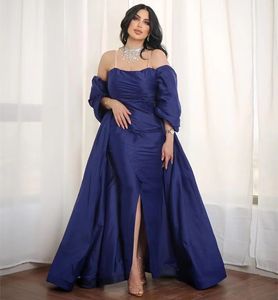 Navy Blue Off the Shoulder Mermaid Evening Dresses sweetheart Prom Party Side Slit Dubai Saudi Arabic Formal Dress Women Elegant