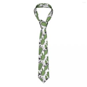 Papillon Cravatta da uomo Classica magra con teschio e cactus verdi Cravatte Colletto stretto Slim Accessori casual Regalo