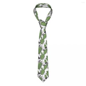 Pajaritas para hombre Corbata clásica Flaca Calavera y cactus verdes Corbatas Cuello estrecho Accesorios casuales delgados Regalo