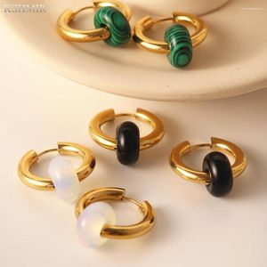 Stud Earrings Circle Malachite Titanium Steel Women's Black Stone Buckle Fashion Simple Female Ear Accessories