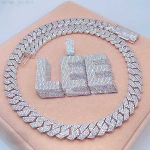 Nome de DIY personalizado pingente de link cubano colar de cadeia 925 esterlina prata moissanita baguete pendente de diamante para homens