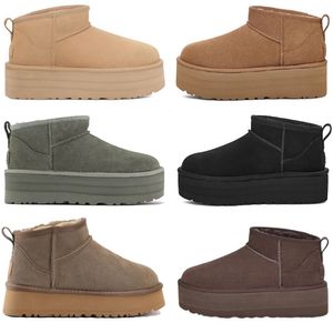 2023 Ultra mini plataforma botas de neve mulheres castanhas pretas de madeira de deriva chocolate verde vermelho céu azul de taffy rosa amarelo homens mantêm botas de designer quente booties 35-42