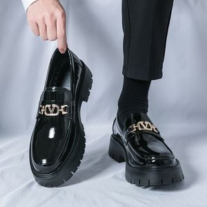 Dress Shoes Black Loafers Mens Patent Leather Nonslip Solid Color Fashion Business Casual Size 3845 230814
