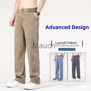 Jeans masculinos 2023 New Lyocell Fabric calças de jeans masculino Sorto de qualidade de qualidade de qualidade casual perna larga larga calça folgada vendas quentes j230814