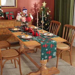 Tischläufer Weihnachten Green Tisch Runner Placemat Weihnachtsbaum gedrucktes Essen Tischdecke Jahr Home Wohnzimmer Hochzeitsfeier Dekoration 230814