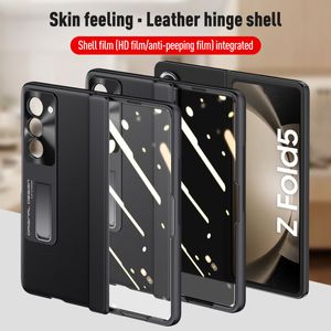 PU Leather For Samsung Galaxy Z Fold 5 Case Shell Bracket Hinge Protection Film Privacy Cover