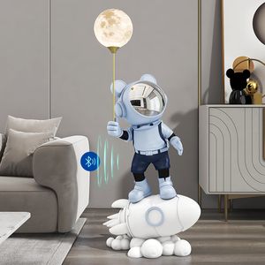 Decorative Objects Figurines Rocket Astronaut Landing Accessories Living Room TV Cabinet Terrace Bluetooth Audio Decoration Gift 230814