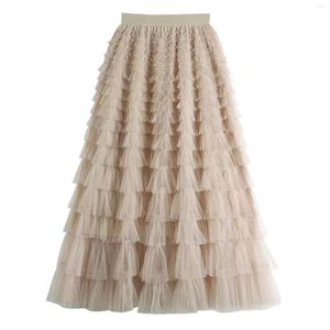 Saias vestidos para mulheres 2023 cintura elástica sólida de comprimento médio com uma saia de bainha grande e plissada elegante vestidos elegantes