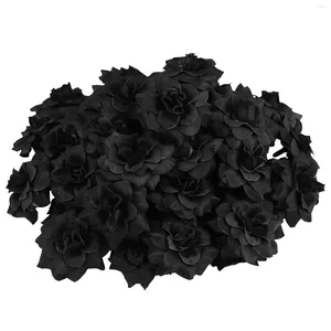 Dekorativa blommor Artificial Black Rose 50 Roses For Bridal Wedding Display Party Cake Decoration Flower Hat kläder