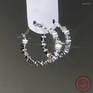 Hoop Ohrringe innere 1,6 cm 925 Silber Frau Ohrring Elegantes Dreieck Perlendesign Schmuck für Frauen Mädchen Mädchen