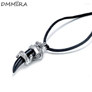 Pendant Necklaces Fashion Wolf Tooth Vintage Stainless Steel Twisted Dragon Charm Amulet Necklace Jewelry For Cool Men