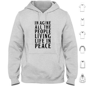 Men's Hoodies Imagine Lyric-the Black Stencil Long Sleeve Lyric Lyrics Poetry 60S 70S Sixties Seventies Religious