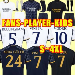 3xl 4xlサッカージャージ23 24ファンプレーヤーバージョンバージョンサッカーシャツVini Jr Modric Rodrygo Rudiger 2023 2024 Camavinga Real Madrids Men Kids Full Set 3XL 4XL Bellingham