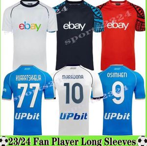 Napoli 23 24 Fan Player Soccer Jerseys Maglietta Osimhen Insigne 2023/2024 Neapel Politano Di Lorenzo Maglia Mertens Verdi Milik Kvaratskhelia Football Shirts S-4