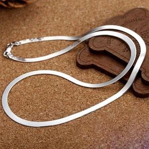 Pendants 925 Silver Color 4MM Chain Necklace For Women Luxury Couple Fine Jewelry Blade Wedding Gift Choker Clavicle