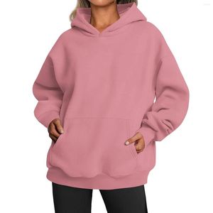 Gymkläder kvinnor överdimensionerade tröjor fleece hoodies långärmad skjortor tröjor höstkläder med fickkvinnor svett