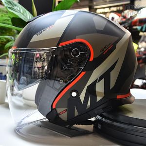 Motorcykelhjälmar Mt Thunder 3 SV Fashion Decels Capacete de Motro Retro Hjälm 3/4 Öppet ansikte Double Sun Visor Motobike Casco