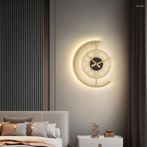 Wall Lamp Clock 2023 Light Luxury Living Room TV Background Bedside Bedroom Decorative Lights