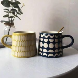Becher Keramikbecher mit Deckellöffel Retro handbemalte Paar Style Home Macaron Tasse Andere