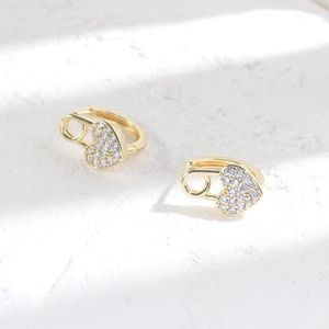 Hoop Earrings 2023 Trend Luxury Heart Cubic Zircon For Women 14K Gold Plated Lock Shaped Jewellry Gift Bijoux Femme