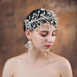 Cabeças Jóias de casamento Conjunto de shinestone prateado Headpipierrings para noivas fascinadoras mulheres elegantes acessórios de luxo