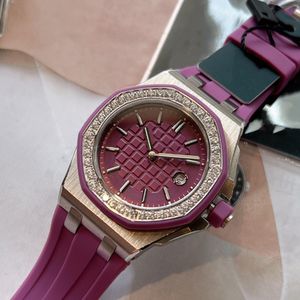 Diamond Watch Women Watchs 37mm Quartz Movement Fashion Ladies Designer Wristwatch Montre de Luxe Rubber Rubber Strap