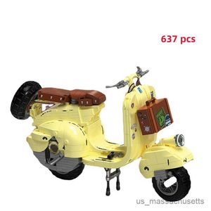 Bloklar Vintage Motosiklet Mikro Yapı Blokları Tuğla Hız Şampiyonu Racer City Aracı Yaratıcı Model Eğitim Oyuncakları Hediye R230814