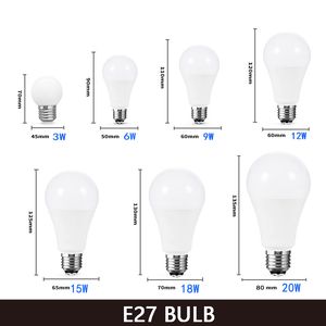 10st/LOT LED -lamplampa E27 LED -ljus Lampada 3W 5W 7W 12W 15W 36W Bombillas LED -belysning för 12 volt lågspolar glödlampor